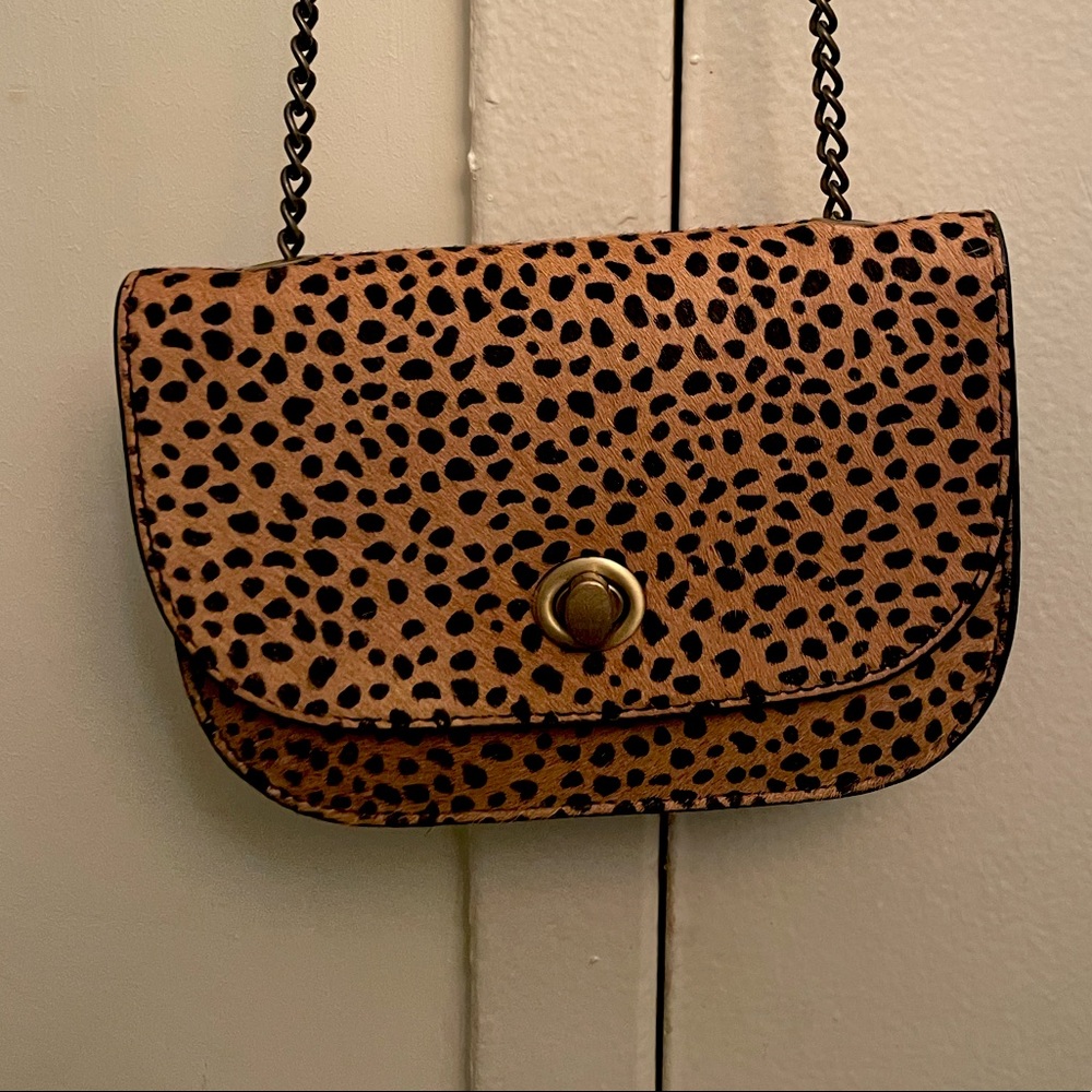 ANTHROPOLOGIE Leopard chain purse